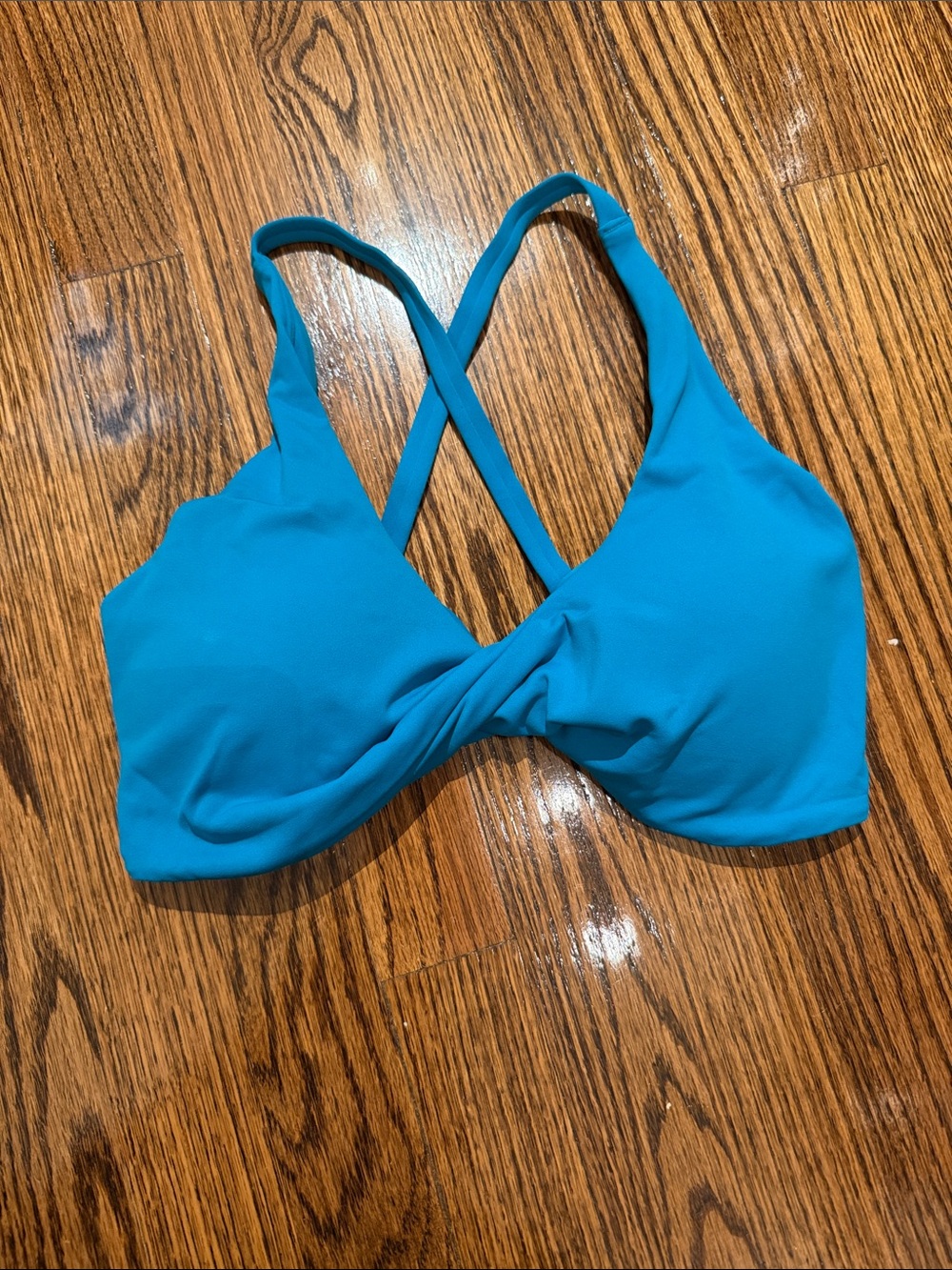 BuffBunny Teal Twist-Front Crossback Bikini Top